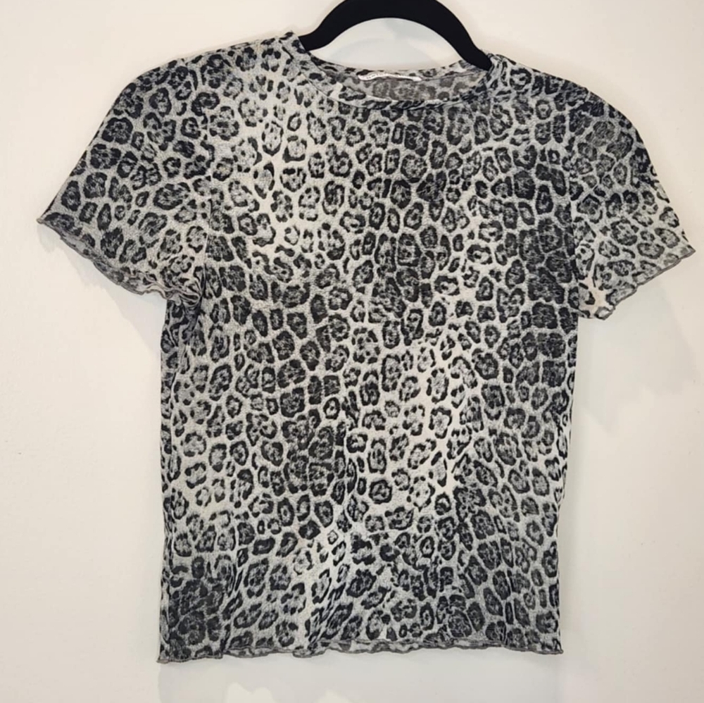 Reformation Mesh Leopard Print Top - image 1